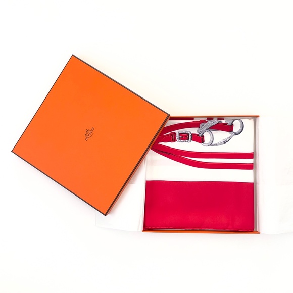 NWT Hermes Scarf "Brides de Gala" in Red/White - Picture 2 of 9